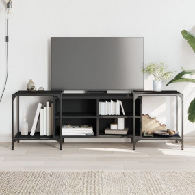 TV Cabinet Black Engineered wood Medium Adjustable Feet