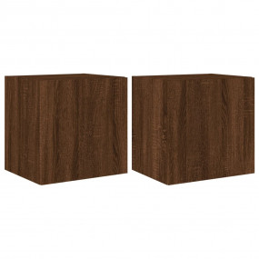 TV Wall Cabinet Set of 2 Brown Oak Engineered wood Medi...