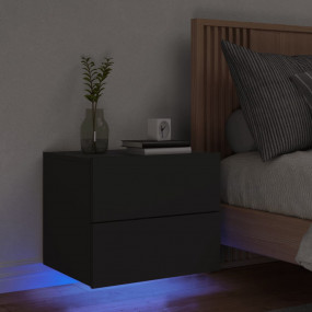 Wall-mounted Bedside Cabinet Black Engineered wood Stan...