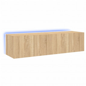 TV Wall Cabinet Set of 2 Sonoma Oak Engineered Wood Sta...