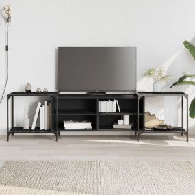 TV Cabinet Black Engineered wood Large Adjustable Feet