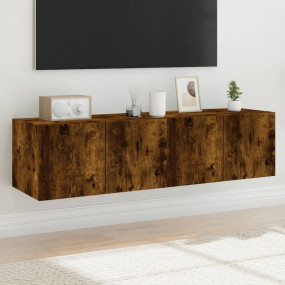 TV Wall Cabinet Set of 2 Smoked Oak Engineered wood Med...