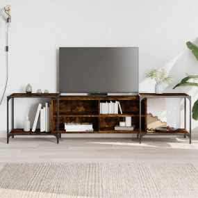 TV Cabinet Smoked Oak Engineered Wood, Metal Large