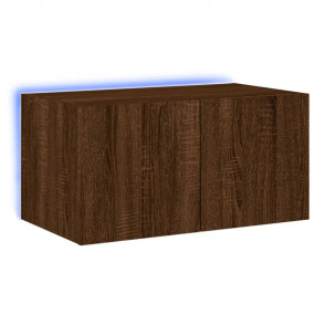 TV Wall Cabinet Brown Oak Engineered Wood Small Wall Mo...