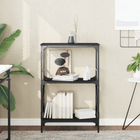 Bookcase Black Engineered wood, metal Medium Adjustable...
