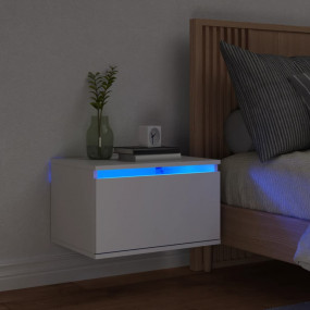 Wall-mounted Bedside Cabinet White Engineered wood Beds...