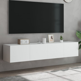 TV Wall Cabinet Set of 2 White Engineered wood Medium