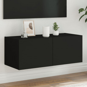 TV Wall Cabinet Black Engineered Wood 31.5 x 13.8 x 12....