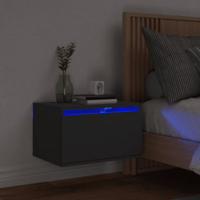 Wall-mounted Bedside Cabinet Black Engineered wood Medi...