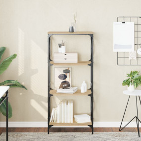 Bookcase Sonoma Oak Engineered Wood, Metal 4-Tier Adjus...