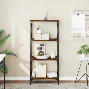 Bookcase Smoked Oak Engineered Wood and Metal Medium