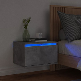 Wall-mounted Bedside Cabinet Concrete grey Engineered w...