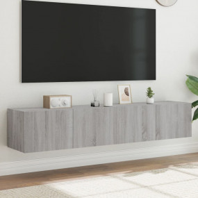 TV Wall Cabinet Set of 2 Gray Sonoma Engineered Wood Me...
