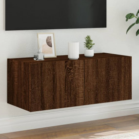 TV Wall Cabinet Brown oak Engineered wood Medium TV Wal...