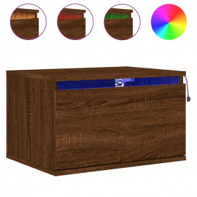 Wall-mounted Bedside Cabinet Brown Oak Engineered Wood ...