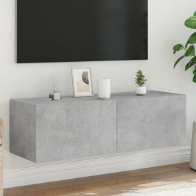 TV Wall Cabinet Concrete Gray Engineered Wood Medium