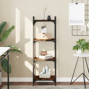 Bookcase Smoked Oak Engineered wood, metal 4-Tier Adjus...