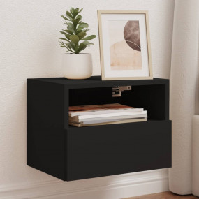 TV Wall Cabinet Set of 2 Black Engineered wood 15.7x11....