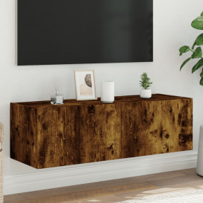 TV Wall Cabinet Smoked Oak Engineered Wood Medium