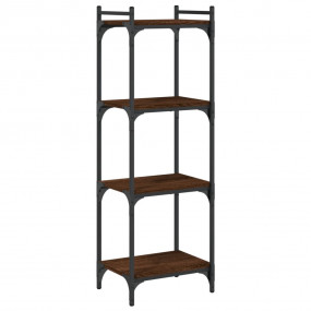 Bookcase Brown Oak Engineered Wood and Metal 4-Tier