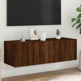 TV Wall Cabinet Brown Oak Engineered Wood Medium TV Wal...
