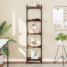 Bookcase Smoked Oak Engineered Wood, Metal Medium Adjus...