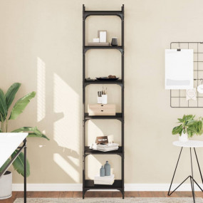 Bookcase Black Engineered wood, metal Tall bookshelf