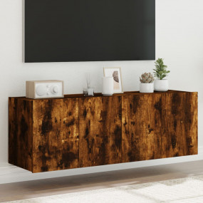 TV Wall Cabinet Set of 2 Smoked oak Engineered wood