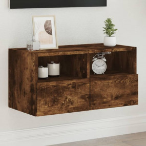 TV Wall Cabinet Smoked Oak Engineered Wood 23.6 x 11.8 ...