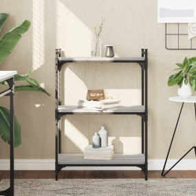 Bookcase Grey Sonoma Engineered Wood and Metal 3-Tier