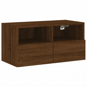 TV Wall Cabinet Brown Oak Engineered Wood Medium TV Wal...