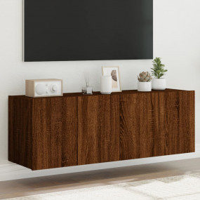 TV Wall Cabinet Set of 2 Brown Oak Engineered Wood