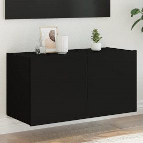 TV Wall Cabinet Black Engineered wood Medium TV Wall Ca...
