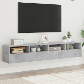 TV Wall Cabinet Set of 2 Concrete grey Engineered wood ...