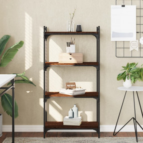 Bookcase Brown Oak Engineered Wood, Metal Medium Adjust...