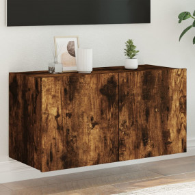 TV Wall Cabinet Smoked Oak Engineered Wood Medium TV Wa...