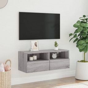 TV Wall Cabinet Grey sonoma Engineered Wood Medium