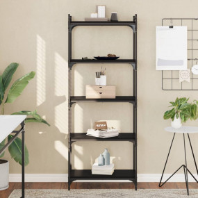 Bookcase Black Engineered wood, metal 23.6x11.8x60.6 in