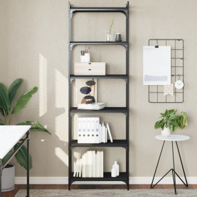Bookcase Black Engineered Wood, Metal 23.6 x 11.8 x 74....