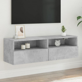 TV Wall Cabinet Concrete Grey Engineered Wood Medium