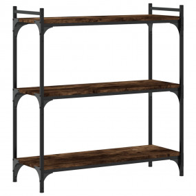 Bookcase Smoked Oak Engineered Wood, Metal Medium Bookc...