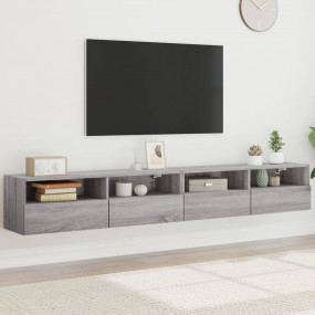 TV Wall Cabinet Set of 2 Grey Sonoma Engineered Wood Me...