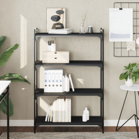 Bookcase Black Engineered wood, metal Medium Adjustable...