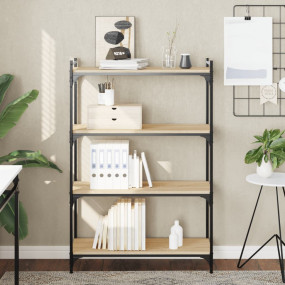 Bookcase Sonoma Oak Engineered Wood, Metal Medium Adjus...