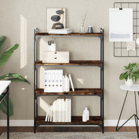 Bookcase Smoked oak Engineered wood and metal Medium