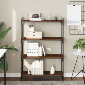 Bookcase Brown Oak Engineered Wood Medium Adjustable Fe...