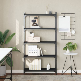 Bookcase Black Engineered wood 5-Tier Adjustable Feet