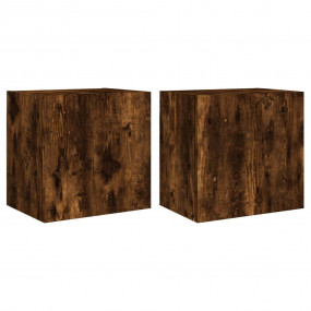 TV Wall Cabinet Set of 2 Smoked Oak Engineered Wood Med...