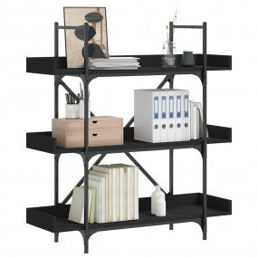 Bookcase Black Engineered wood, Metal Medium Adjustable...