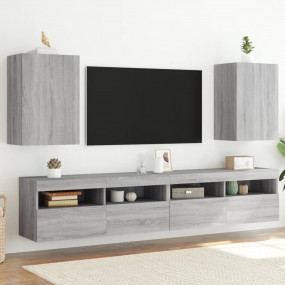 TV Wall Cabinet Set of 2 Grey Sonoma Engineered Wood Me...